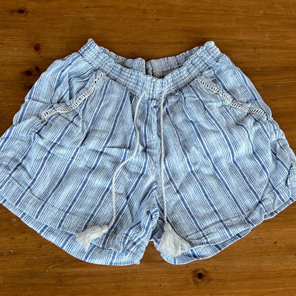 Size small Briggs blue and white striped shorts with drawstring